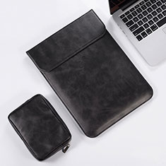 Double Pochette Housse Cuir pour Apple MacBook 12 pouces Noir