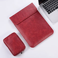 Double Pochette Housse Cuir pour Apple MacBook Air 13 pouces Rouge