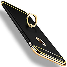 Etui Bumper Luxe Metal et Plastique avec Support Bague Anneau A01 pour Apple iPhone 6 Noir