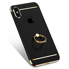 Etui Bumper Luxe Metal et Plastique avec Support Bague Anneau F02 pour Apple iPhone X Noir