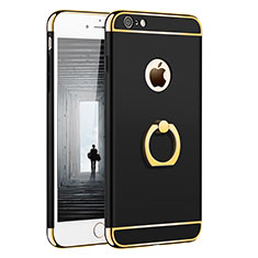 Etui Bumper Luxe Metal et Plastique avec Support Bague Anneau pour Apple iPhone 6S Plus Noir