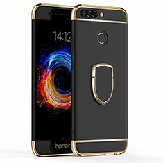 Etui Bumper Luxe Metal et Plastique avec Support Bague Anneau pour Huawei Honor V9 Noir