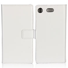 Etui Clapet Portefeuille Livre Cuir L01 pour Sony Xperia XZ1 Compact Blanc