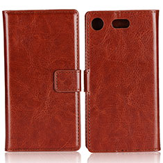 Etui Clapet Portefeuille Livre Cuir L01 pour Sony Xperia XZ1 Compact Marron