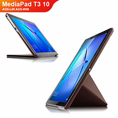 Etui Clapet Portefeuille Livre Cuir L02 pour Huawei MediaPad T3 10 AGS-L09 AGS-W09 Marron