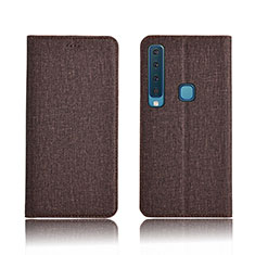 Etui Clapet Portefeuille Livre Tissu pour Samsung Galaxy A9 Star Pro Marron