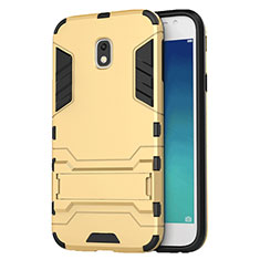 Etui Contour Silicone et Plastique Mat avec Support pour Samsung Galaxy J3 (2018) SM-J377A Or