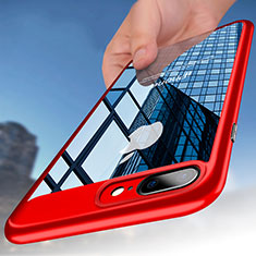 Etui Contour Silicone et Vitre Transparente B01 pour Apple iPhone 8 Plus Rouge
