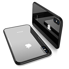Etui Contour Silicone et Vitre Transparente Miroir pour Apple iPhone Xs Max Noir
