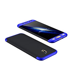 Etui Plastique Mat Protection Integrale 360 Degres Avant et Arriere pour Samsung Galaxy J7 Pro Bleu et Noir