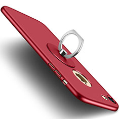 Etui Plastique Rigide avec Trou et Support Bague Anneau Mat et Support Bague Anneau pour Apple iPhone 7 Rouge