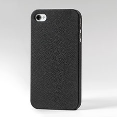 Etui Plastique Rigide Cuir pour Apple iPhone 4 Noir