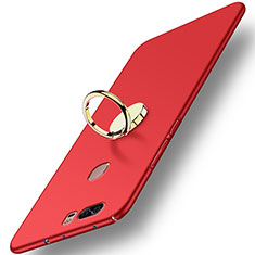 Etui Plastique Rigide Mat avec Support Bague Anneau A02 pour Huawei Honor V8 Rouge