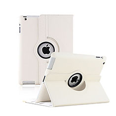 Etui Portefeuille Cuir Rotatif pour Apple iPad 2 Blanc