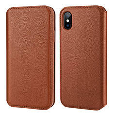 Etui Portefeuille Flip Cuir pour Apple iPhone Xs Max Marron