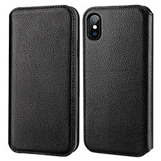 Etui Portefeuille Flip Cuir pour Apple iPhone Xs Noir