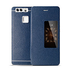 Etui Portefeuille Flip Cuir pour Huawei P9 Bleu