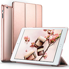 Etui Portefeuille Livre Cuir L01 pour Apple iPad 3 Or Rose