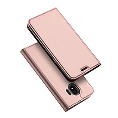 Etui Portefeuille Livre Cuir L01 pour Samsung Galaxy J2 Pro (2018) J250F Or Rose