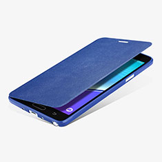 Etui Portefeuille Livre Cuir L01 pour Samsung Galaxy Note 4 Duos N9100 Dual SIM Bleu