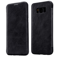 Etui Portefeuille Livre Cuir L01 pour Samsung Galaxy S8 Plus Noir