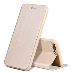 Etui Portefeuille Livre Cuir L02 pour Apple iPhone 7 Plus Or