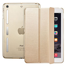 Etui Portefeuille Livre Cuir L05 pour Apple iPad Mini 2 Or