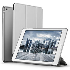 Etui Portefeuille Livre Cuir L06 pour Apple iPad Mini 2 Argent