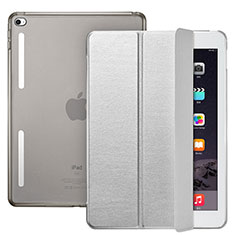 Etui Portefeuille Livre Cuir L06 pour Apple iPad Mini 4 Argent