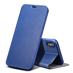 Etui Portefeuille Livre Cuir pour Apple iPhone Xs Bleu