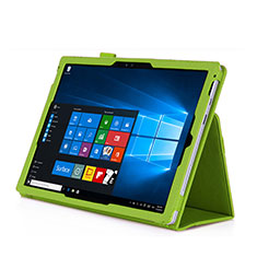 Etui Portefeuille Livre Cuir pour Microsoft Surface Pro 4 Vert