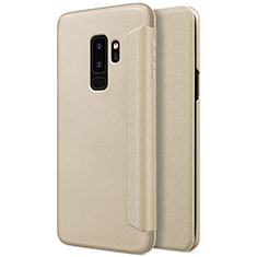 Etui Portefeuille Livre Cuir pour Samsung Galaxy S9 Plus Or