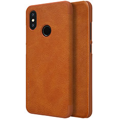 Etui Portefeuille Livre Cuir pour Xiaomi Mi 8 Marron