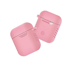 Etui Silicone avec Mousqueton pour Boitier de Charge de Airpods Z04 Rose