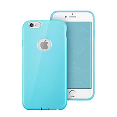 Etui Silicone avec Trou Souple Couleur Unie pour Apple iPhone 6 Bleu Ciel