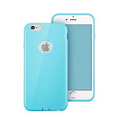 Etui Silicone avec Trou Souple Couleur Unie pour Apple iPhone 6 Plus Bleu Ciel