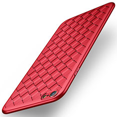 Etui Silicone Gel Motif Cuir W02 pour Apple iPhone 6 Plus Rouge