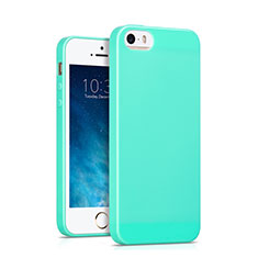 Etui Silicone Gel Souple Couleur Unie pour Apple iPhone SE Cyan