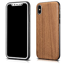 Etui Silicone Motif de Grain de Bois Souple Couleur Unie pour Apple iPhone Xs Max Marron