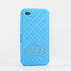 Etui Silicone Souple Strass Diamant Bling pour Apple iPhone 4 Bleu Ciel