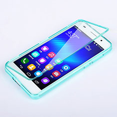 Etui Transparente Integrale Silicone Souple Avant et Arriere pour Huawei Honor 6 Bleu Ciel