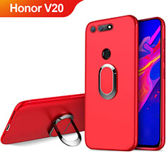 Etui Ultra Fine Silicone Souple avec Support Bague Anneau Aimante Magnetique pour Huawei Honor V20 Rouge