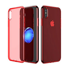 Etui Ultra Slim Silicone Souple Transparente pour Apple iPhone X Rouge