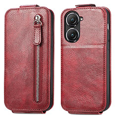 Housse Clapet Portefeuille Cuir pour Asus Zenfone 9 Rouge