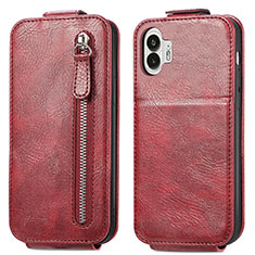 Housse Clapet Portefeuille Cuir pour Nothing Phone 2 Rouge