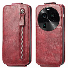 Housse Clapet Portefeuille Cuir pour Oppo Find X6 5G Rouge