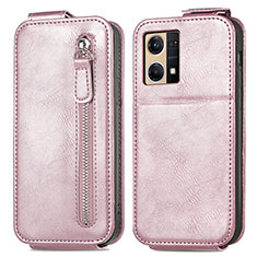 Housse Clapet Portefeuille Cuir pour Oppo Reno8 4G Or Rose