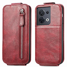 Housse Clapet Portefeuille Cuir pour Oppo Reno8 5G Rouge