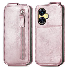 Housse Clapet Portefeuille Cuir pour Realme C55 Or Rose