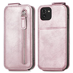 Housse Clapet Portefeuille Cuir pour Samsung Galaxy A03 Or Rose